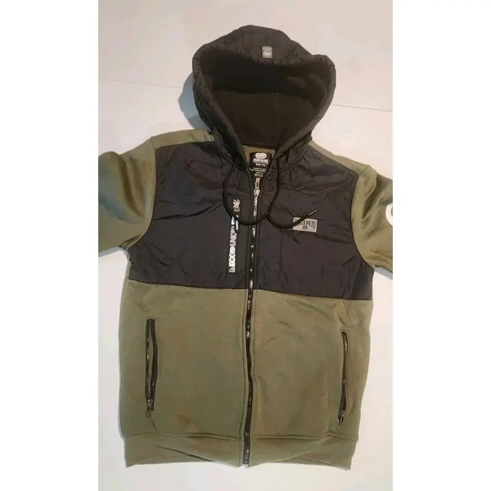 Ecko Unltd Men's Olive & Black Hoodie Jacket Zip Up Long Sleeve